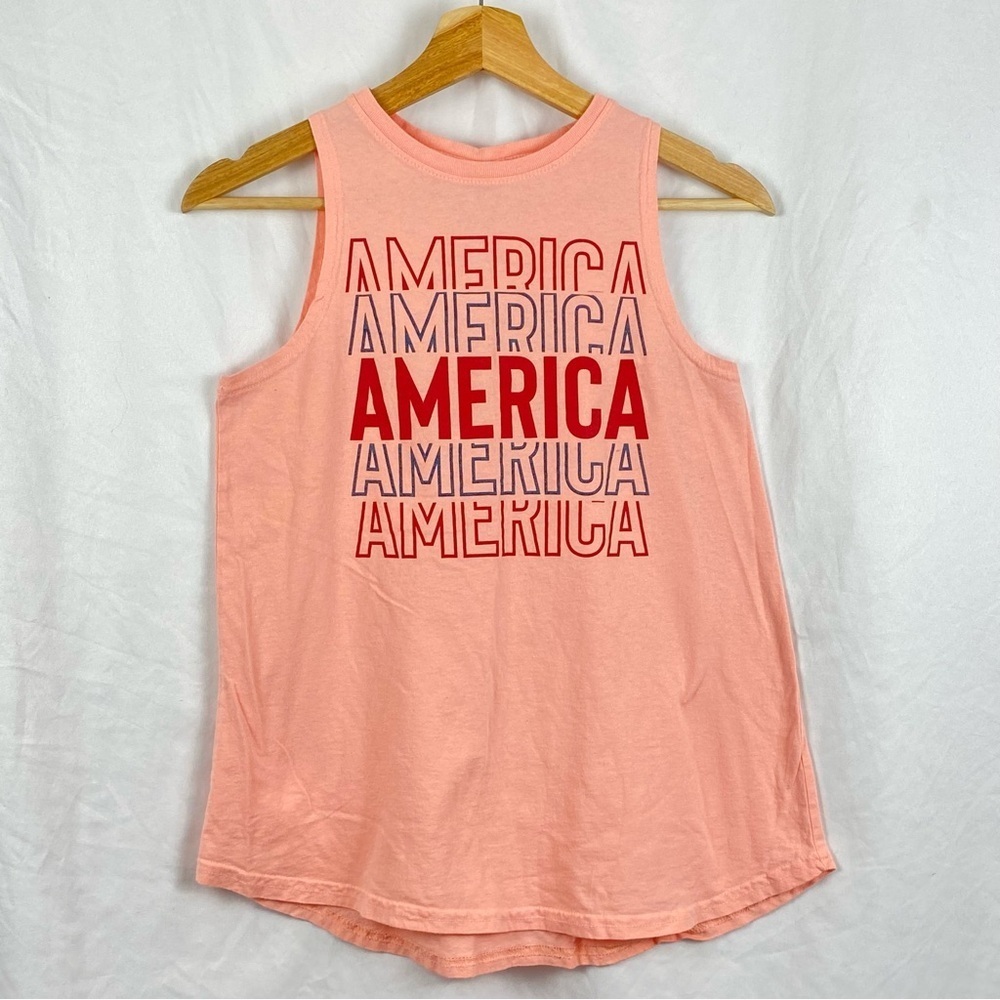 IML Isaac Morris Pink Graphic Tank Graphic T-Shirt with America Print Size XS